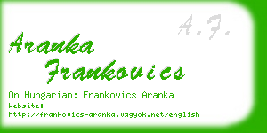 aranka frankovics business card